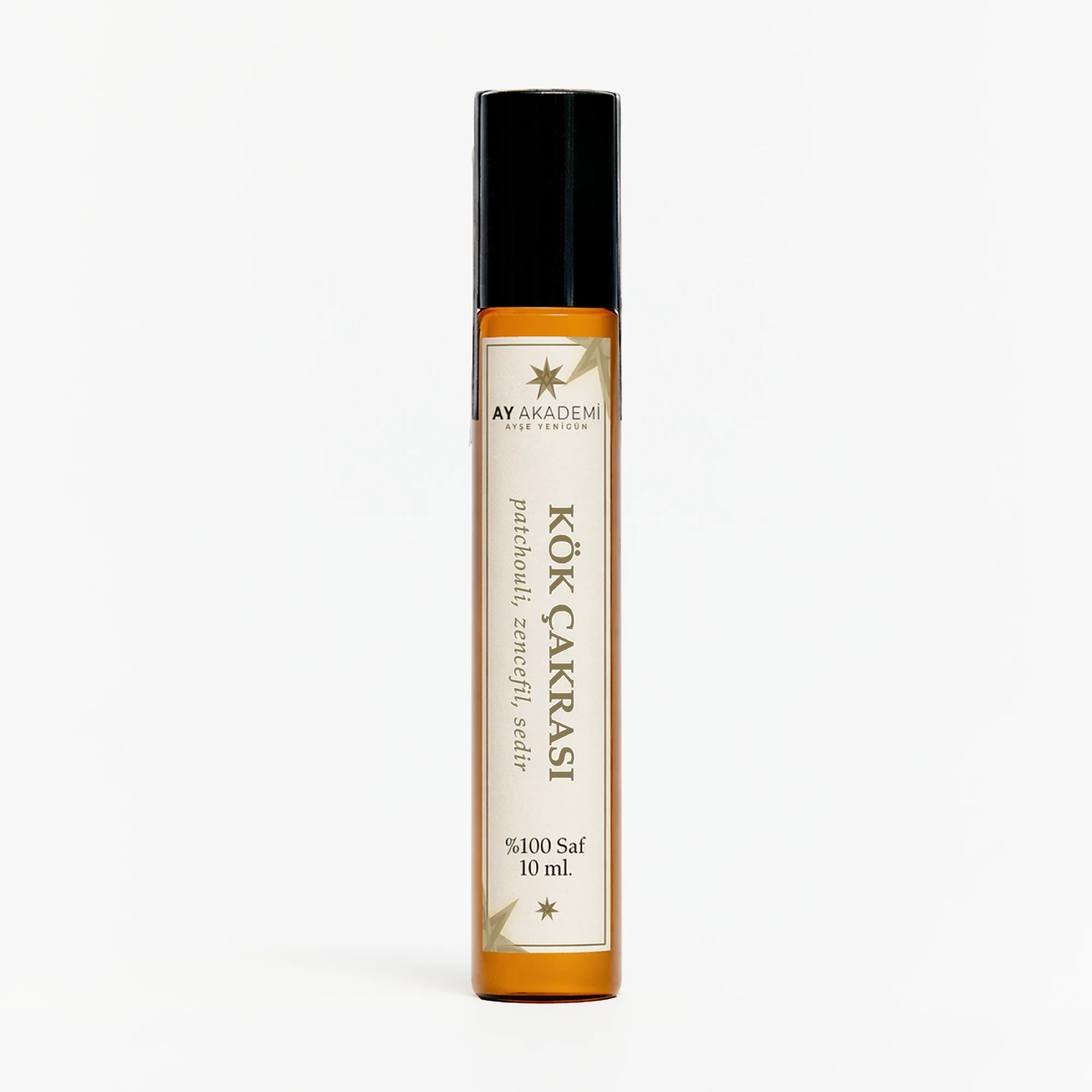 Ay Akademi Kök Çakrası Yağı 10 ml Roll-On – Patchouli, Zencefil ve Sedir İçerikli %100 Saf Çakra Yağı