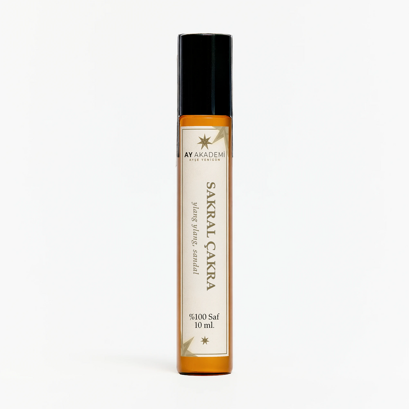 Ay Akademi Sakral Çakra Yağı 10 ml Roll-On – Ylang Ylang ve Sandal Ağacı İçerikli %100 Saf Çakra Yağı