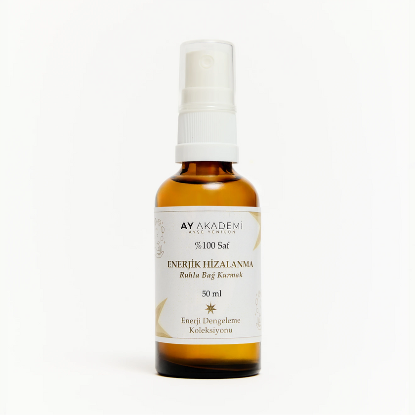 Ay Akademi Enerjik Hizalanma Enerji Dengeleme Spreyi 50ml – %100 Saf Çiçek ve Kristal Özü, Peridot, Mavi Safir, Azeztulit