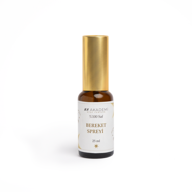 Ay Akademi Bereket Spreyi %100 Saf – paçuli & günlük & karanfil & portakal & zencefil karışımı, 25ml Amber Cam Sprey Şişe