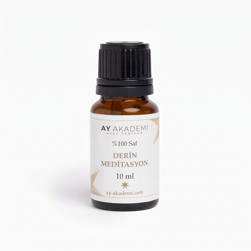 Ay Akademi Derin Meditasyon Yağı %100 Saf – lavanta & amyris & iris & melek otu & günlük & palmarosa karışımı, 10ml Amber Cam Damlalıklı Şişe