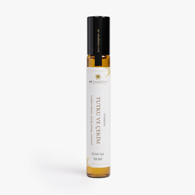 Ay Akademi Tutku ve Çekim Roll-On %100 Saf – Passion, sandal ağacı & ylang ylang & yasemin karışımı, 10ml Amber Cam Roll-On Şişe