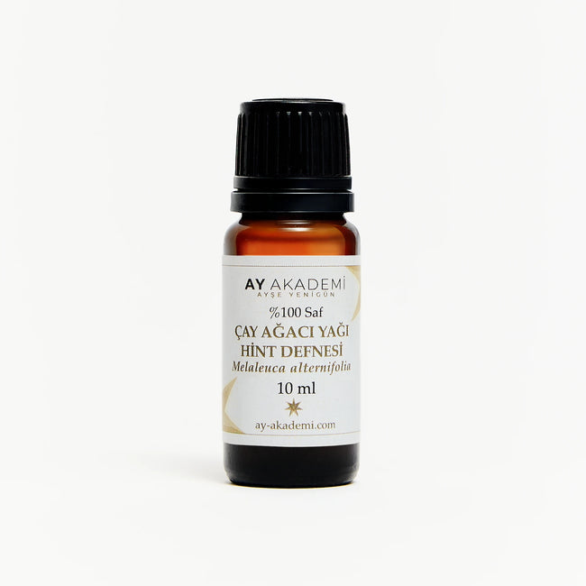 Ay Akademi Çay Ağacı Yağı Hint Defnesi Uçucu Yağı %100 Saf – Melaleuca alternifolia, 10ml Amber Cam Şişe