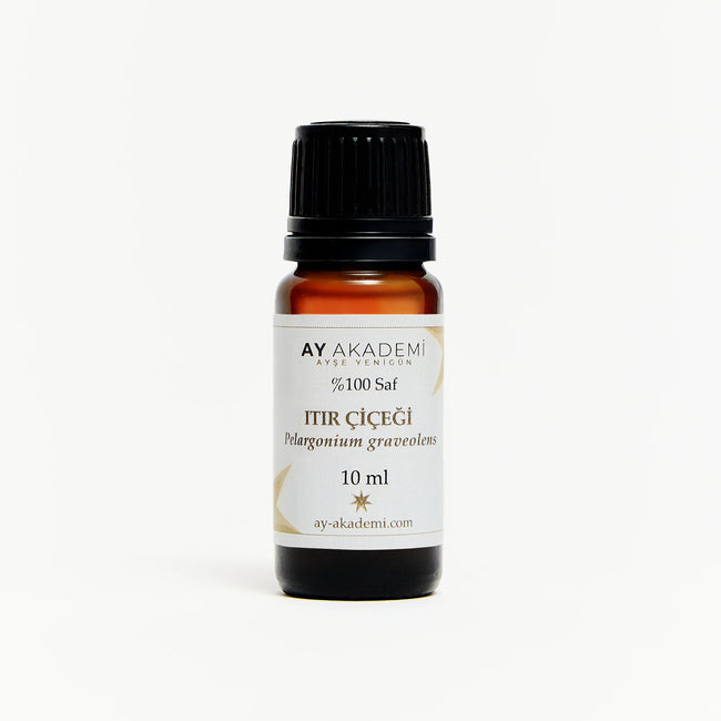 Ay Akademi Itır Çiçeği Uçucu Yağı %100 Saf – Pelargonium graveolens, 10ml Amber Cam Şişe