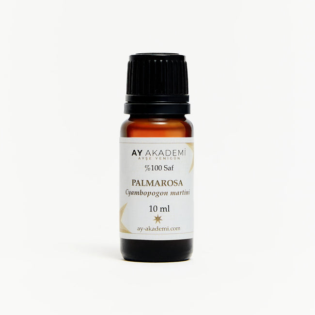 Ay Akademi Palmarosa Uçucu Yağı %100 Saf – Cymbopogon martinii, 10ml Amber Cam Şişe