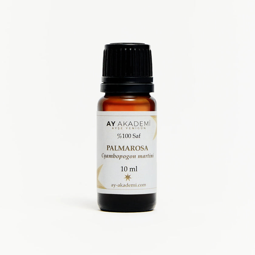 Ay Akademi Palmarosa Uçucu Yağı %100 Saf – Cymbopogon martinii, 10ml Amber Cam Şişe