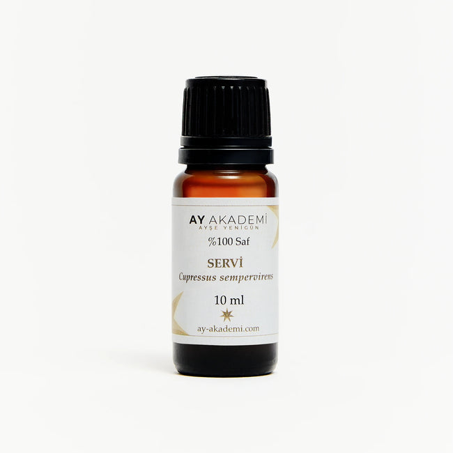 Ay Akademi Servi Uçucu Yağı %100 Saf – Cupressus sempervirens, 10ml Amber Cam Şişe